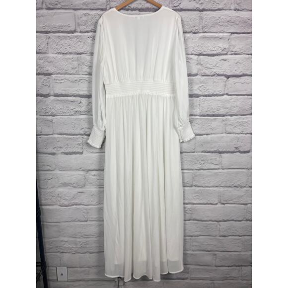 Baltic Born Womens 1X Olivia Maxi Boho Wedding White Formal Bump Friendly Dress - Picture 4 of 12